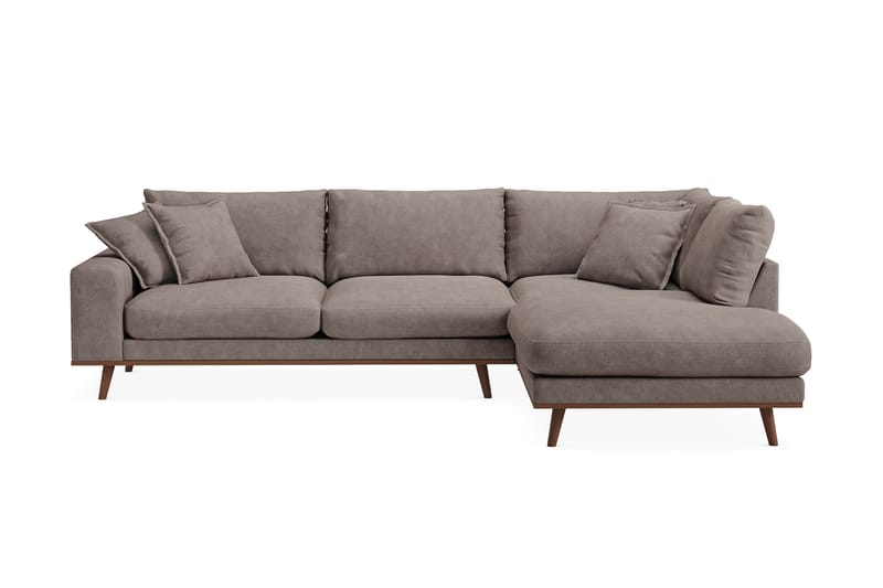 Copenhagen Premium 4-sits Högervänd L-formad Djup Schäslongsoffa i Tyg - Brun - Möbler - Vardagsrum - Soffor - Divansoffa & schäslong