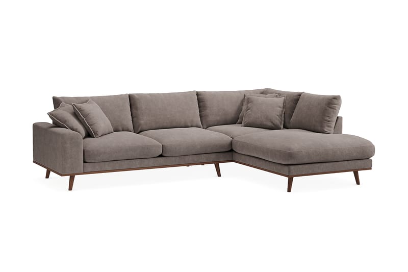 Copenhagen Premium 4-sits Högervänd L-formad Djup Schäslongsoffa i Tyg - Brun - Möbler - Vardagsrum - Soffor - Divansoffa & schäslong