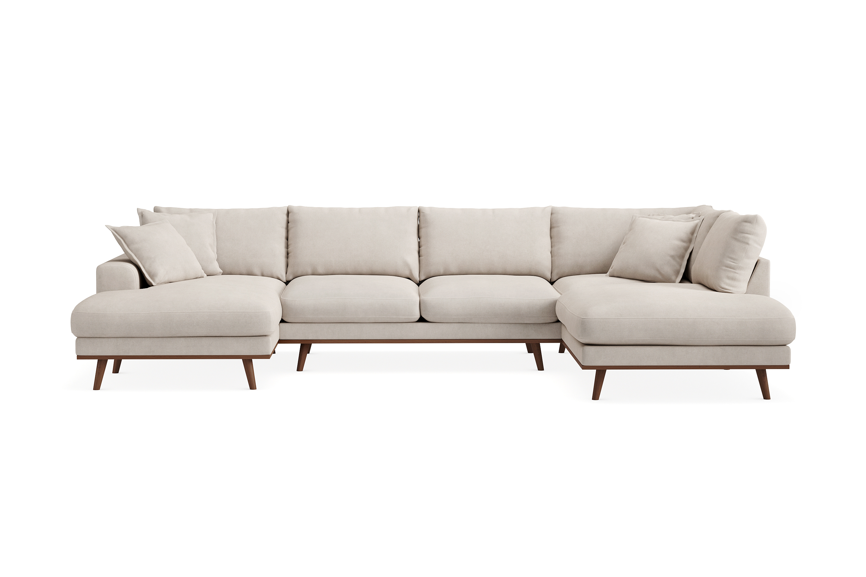 copenhagen premium 5-sits högervänd u-formad djup soffa med divan och schäslong i tyg - beige