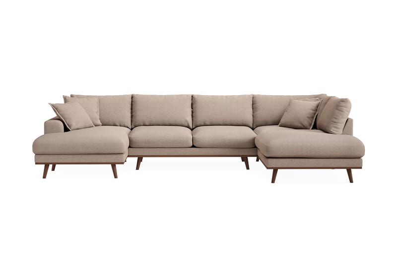 Copenhagen Premium 5-sits Högervänd U-formad Djup Soffa med Divan och Schäslong i Tyg - Ljusbrun - Möbler - Vardagsrum - Soffor - U-soffor