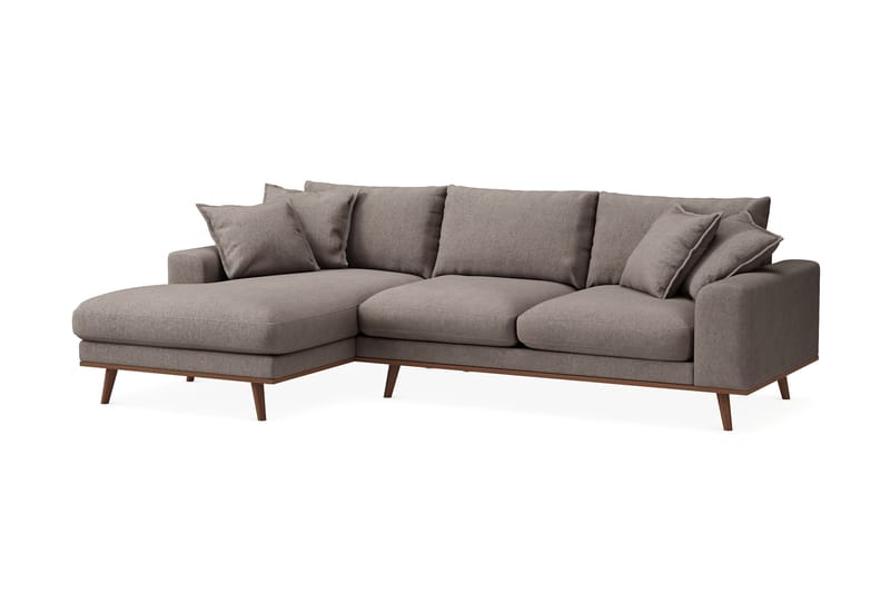 Copenhagen Premium 4-sits Vänstervänd L-formad Djup Divansoffa i Tyg - Brun - Möbler - Vardagsrum - Soffor - Divansoffa & schäslong