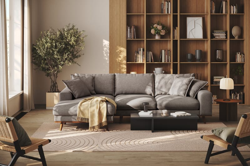 Copenhagen Premium 4-sits Vänstervänd L-formad Djup Divansoffa i Tyg - Brun - Möbler - Vardagsrum - Soffor - Divansoffa & schäslong