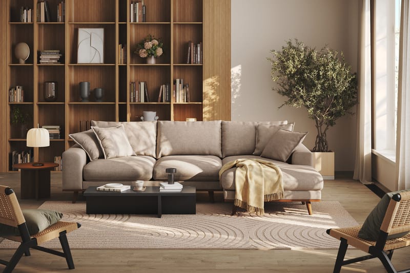 Copenhagen Premium 4-sits Högervänd L-formad Djup Divansoffa i Tyg - Ljusbrun - Möbler - Vardagsrum - Soffor - Divansoffa & schäslong