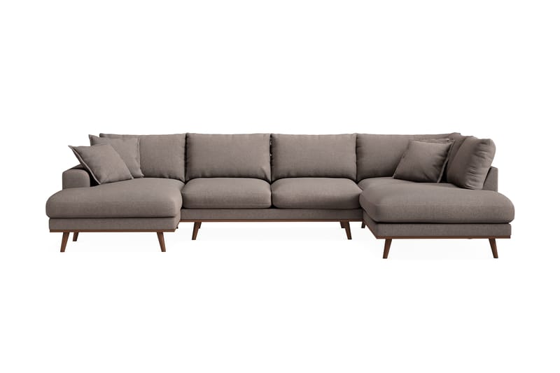 Copenhagen Premium 5-sits Högervänd U-formad Djup Soffa med Divan och Schäslong i Tyg - Brun - Möbler - Vardagsrum - Soffor - U-soffor