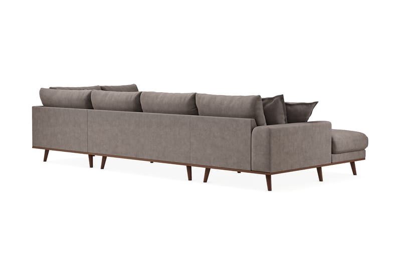 Copenhagen Premium 5-sits Högervänd U-formad Djup Soffa med Divan och Schäslong i Tyg - Brun - Möbler - Vardagsrum - Soffor - U-soffor