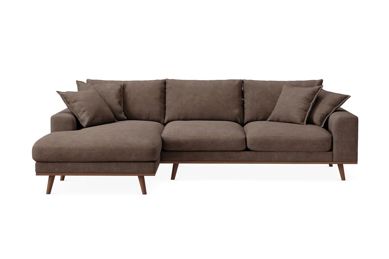 Copenhagen Premium 4-sits Vänstervänd L-formad Djup Divansoffa i Tyg - Mörkbrun - Möbler - Vardagsrum - Soffor - Divansoffa & schäslong