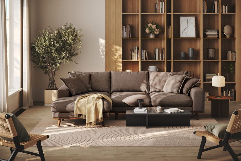 Copenhagen Premium 4-sits Vänstervänd L-formad Djup Divansoffa i Tyg - Mörkbrun - Möbler - Vardagsrum - Soffor - Divansoffa & schäslong
