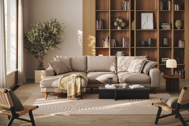 Copenhagen Premium 4-sits Vänstervänd L-formad Djup Divansoffa i Tyg - Ljusbrun - Möbler - Vardagsrum - Soffor - Divansoffa & schäslong