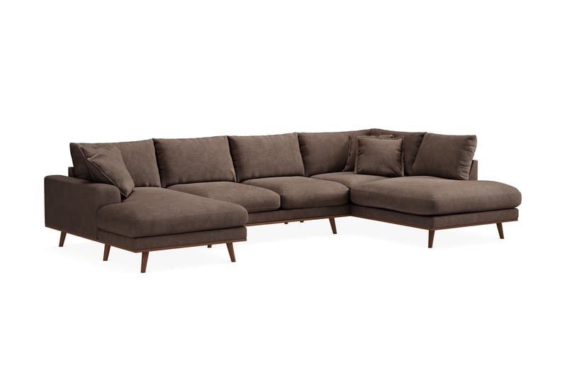 Copenhagen Premium 5-sits Högervänd U-formad Djup Soffa med Divan och Schäslong i Tyg - Mörkbrun - Möbler - Vardagsrum - Soffor - U-soffor