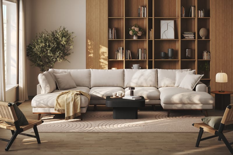 Copenhagen Premium 5-sits Vänstervänd U-formad Djup Soffa med Divan och Schäslong i Tyg - Beige - Möbler - Vardagsrum - Soffor - U-soffor