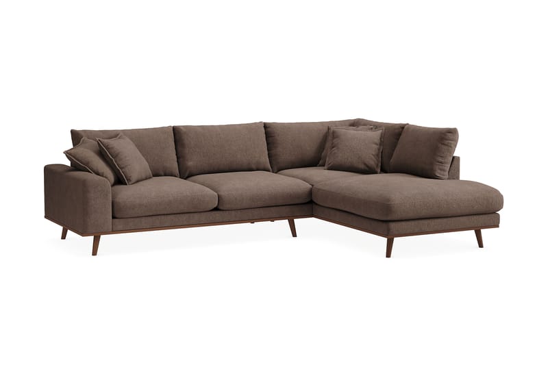 Copenhagen Premium 4-sits Högervänd L-formad Djup Schäslongsoffa i Tyg - Mörkbrun - Möbler - Vardagsrum - Soffor - Divansoffa & schäslong