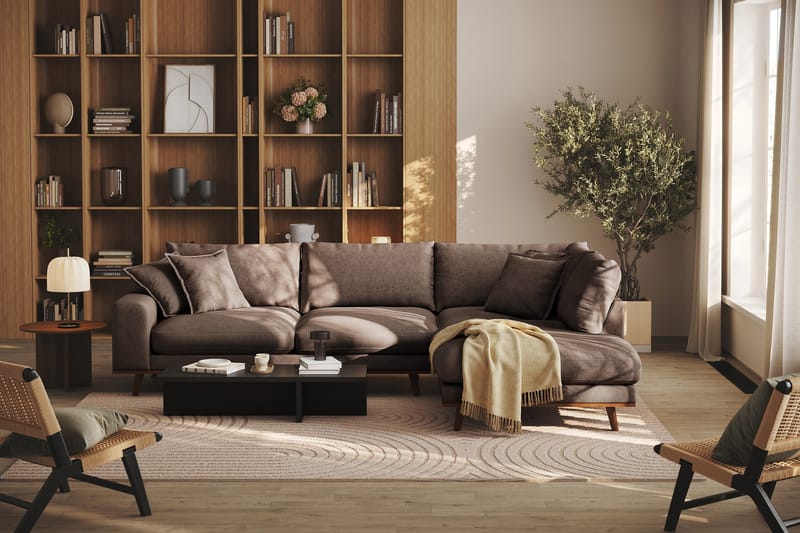 Copenhagen Premium 4-sits Högervänd L-formad Djup Schäslongsoffa i Tyg - Mörkbrun - Möbler - Vardagsrum - Soffor - Divansoffa & schäslong