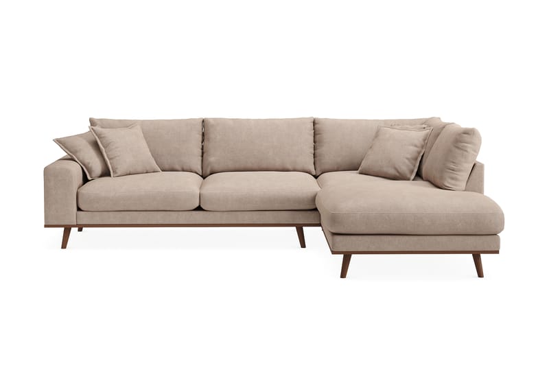 Copenhagen Premium 4-sits Högervänd L-formad Djup Schäslongsoffa i Tyg - Ljusbrun - Möbler - Vardagsrum - Soffor - Divansoffa & schäslong