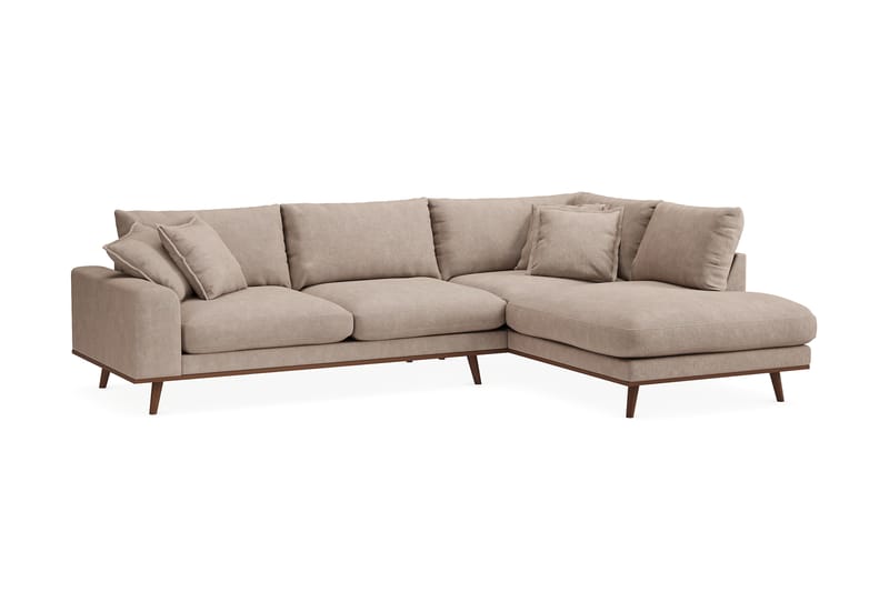 Copenhagen Premium 4-sits Högervänd L-formad Djup Schäslongsoffa i Tyg - Ljusbrun - Möbler - Vardagsrum - Soffor - Divansoffa & schäslong