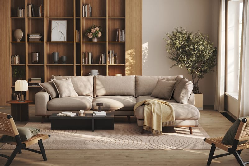 Copenhagen Premium 4-sits Högervänd L-formad Djup Schäslongsoffa i Tyg - Ljusbrun - Möbler - Vardagsrum - Soffor - Divansoffa & schäslong