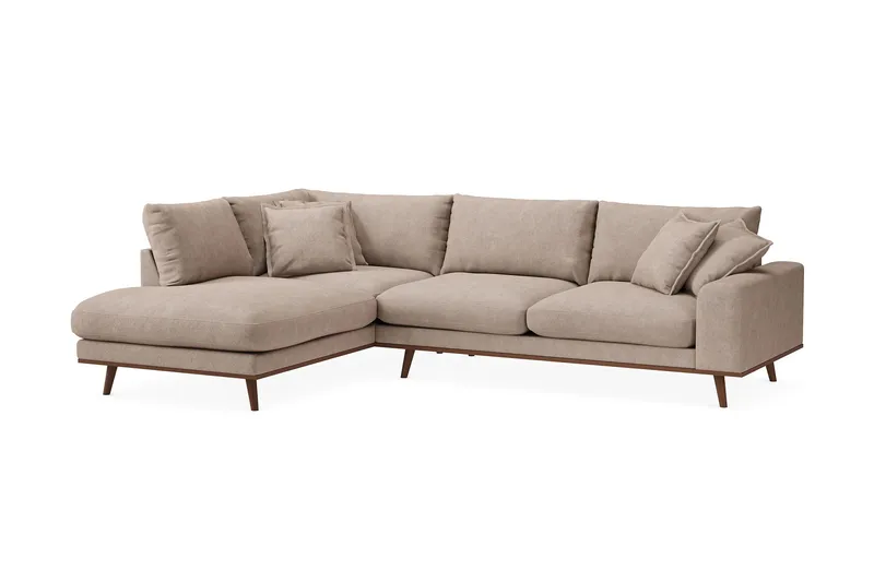 Copenhagen Premium 4-sits Vänstervänd L-formad Djup Schäslongsoffa i Tyg - Ljusbrun - Möbler - Vardagsrum - Soffor - Divansoffa & schäslong