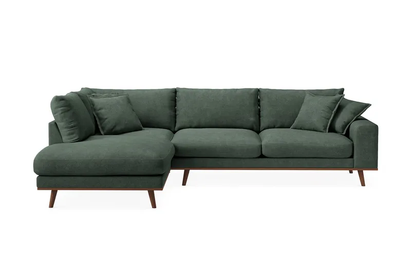 Copenhagen Premium 4-sits Vänstervänd L-formad Djup Schäslongsoffa i Tyg - Grön - Möbler - Vardagsrum - Soffor - Divansoffa & schäslong