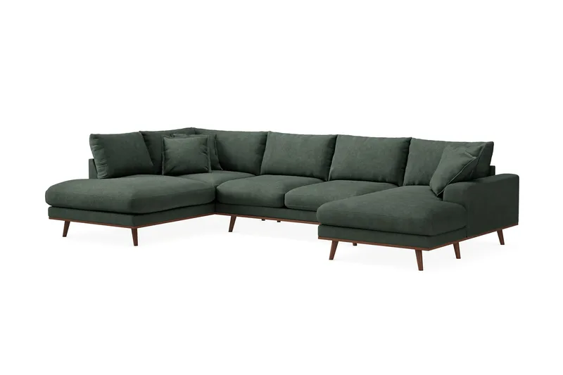 Copenhagen Premium 5-sits Vänstervänd U-formad Djup Soffa med Divan och Schäslong i Tyg - Grön - Möbler - Vardagsrum - Soffor - U-soffor