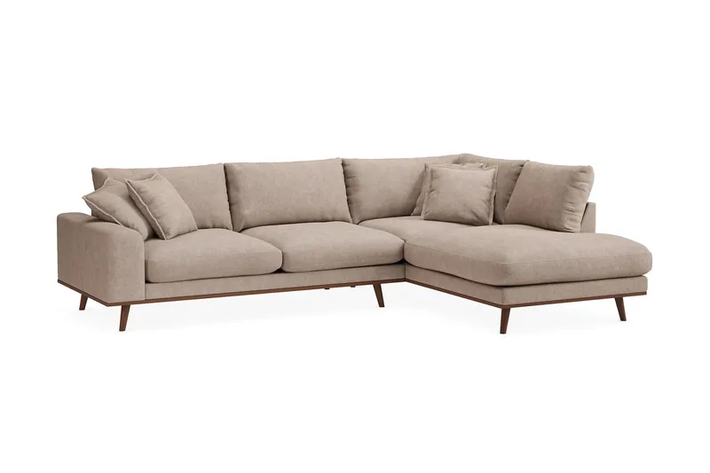 Copenhagen Premium 4-sits Högervänd L-formad Djup Schäslongsoffa i Tyg - Ljusbrun - Möbler - Vardagsrum - Soffor - Divansoffa & schäslong