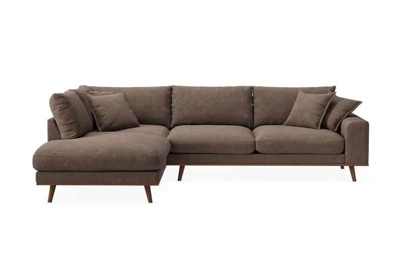Copenhagen Premium 4-sits Vänstervänd L-formad Djup Schäslongsoffa i Tyg - Mörkbrun - Möbler - Vardagsrum - Soffor - Divansoffa & schäslong