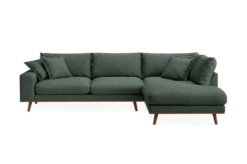 Copenhagen Premium 4-sits Högervänd L-formad Djup Schäslongsoffa i Tyg - Grön - Möbler - Vardagsrum - Soffor - Divansoffa & schäslong