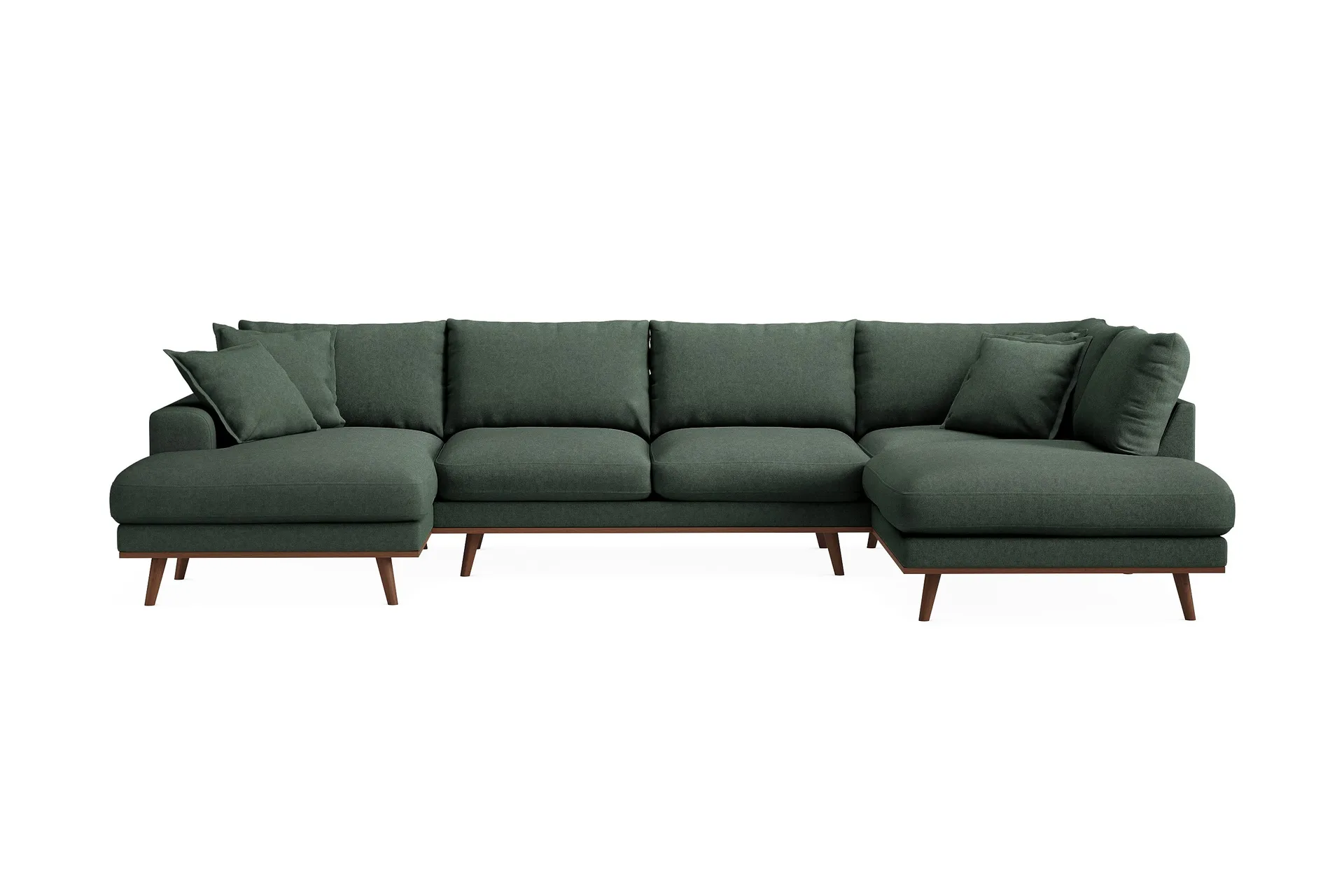 copenhagen premium 5-sits högervänd u-formad djup soffa med divan och schäslong i tyg - grön