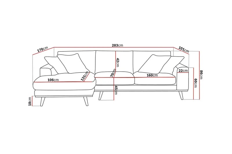 Copenhagen Premium 4-sits Vänstervänd L-formad Djup Divansoffa i Tyg - Grön - Möbler - Vardagsrum - Soffor - Divansoffa & schäslong