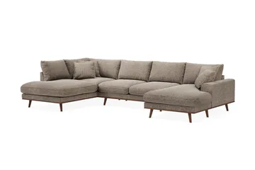 Copenhagen Premium 5-sits Vänstervänd U-formad Djup Soffa med Divan och Schäslong i Chenille - Brun - Möbler - Vardagsrum - Soffor - U-soffor