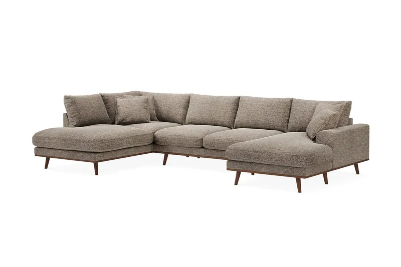 Copenhagen Premium 5-sits Vänstervänd U-formad Djup Soffa med Divan och Schäslong i Chenille - Brun - Möbler - Vardagsrum - Soffor - U-soffor