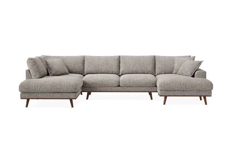 Copenhagen Premium 5-sits Vänstervänd U-formad Djup Soffa med Divan och Schäslong i Chenille - Grå - Möbler - Vardagsrum - Soffor - U-soffor