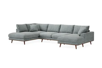 Copenhagen Premium 5-sits Vänstervänd U-formad Djup Soffa med Divan och Sch äslong i Chenille - Grå/Blå - Möbler - Vardagsrum - Soffor - U-soffor