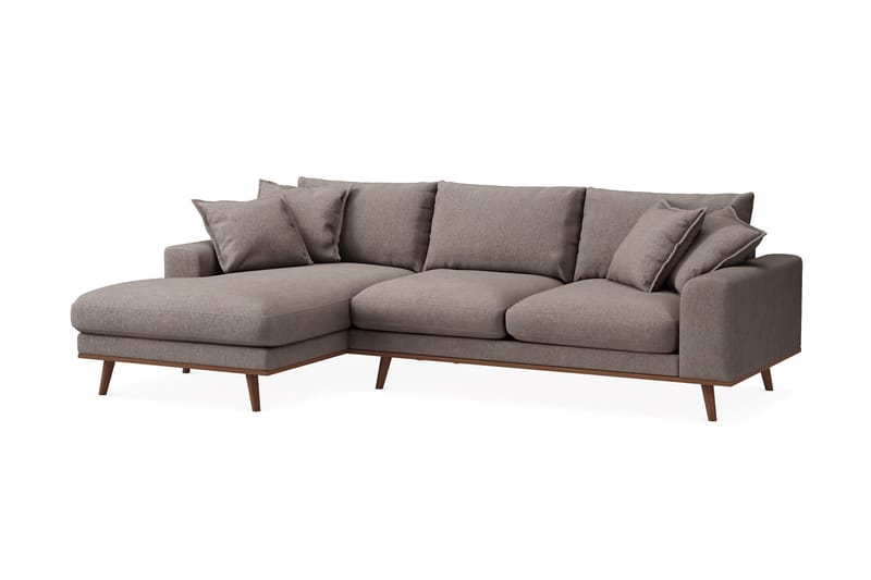 Copenhagen Premium 4-sits Vänstervänd L-formad Djup Divansoffa i Tyg - Brun - Möbler - Vardagsrum - Soffor - Divansoffa & schäslong