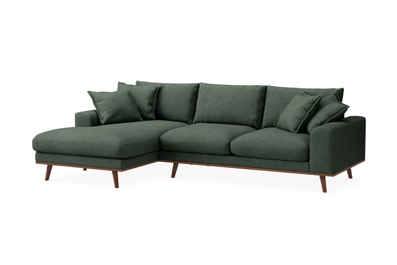 Copenhagen Premium 4-sits Vänstervänd L-formad Djup Divansoffa i Tyg - Grön - Möbler - Vardagsrum - Soffor - Divansoffa & schäslong