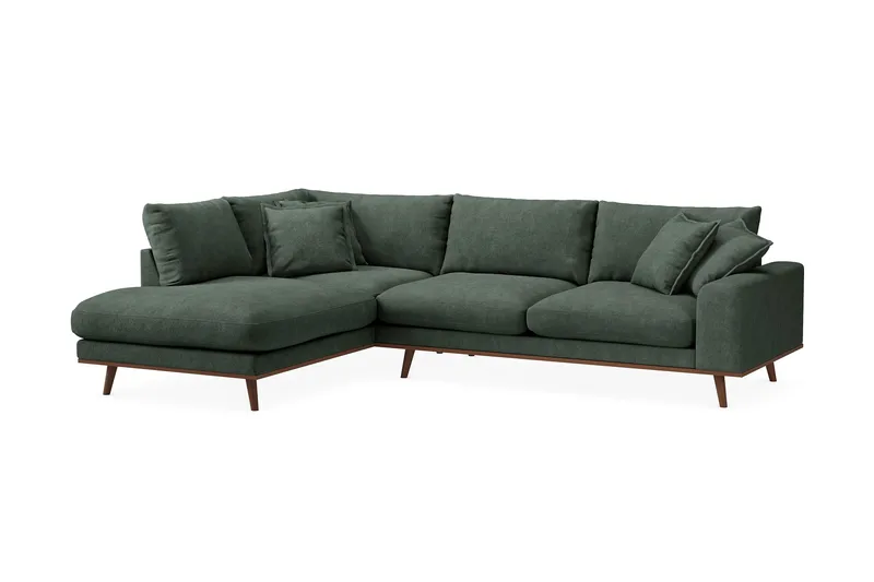 Copenhagen Premium 4-sits Vänstervänd L-formad Djup Schäslongsoffa i Tyg - Grön - Möbler - Vardagsrum - Soffor - Divansoffa & schäslong