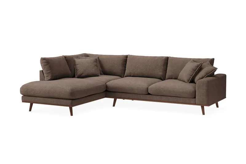 Copenhagen Premium 4-sits Vänstervänd L-formad Djup Schäslongsoffa i Tyg - Mörkbrun - Möbler - Vardagsrum - Soffor - Divansoffa & schäslong