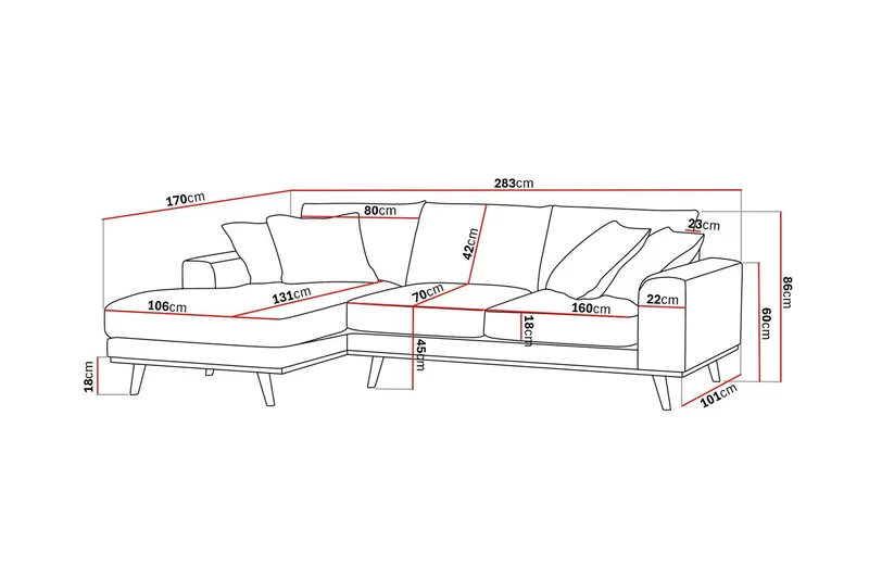 Copenhagen Premium 4-sits Vänstervänd L-formad Djup Divansoffa i Tyg - Grön - Möbler - Vardagsrum - Soffor - Divansoffa & schäslong