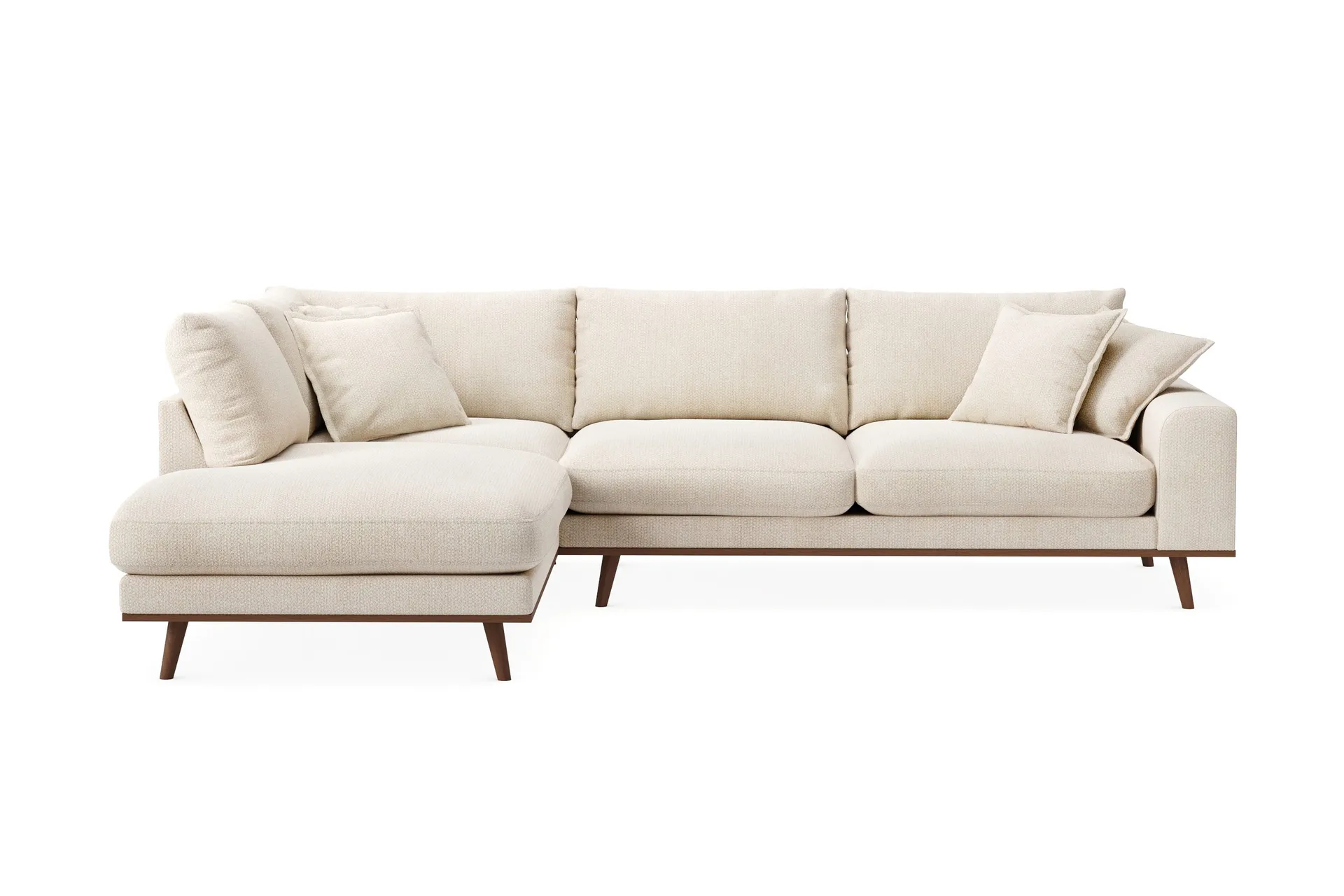 Copenhagen Premium 4-sits V&auml;nsterv&auml;nd L-formad Djup Sch&auml;slongsoffa i Chenille - Ljusbeige