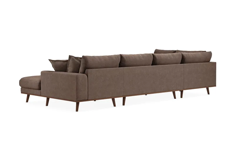 Copenhagen Premium 5-sits Vänstervänd U-formad Djup Soffa med Divan och Schäslong i Tyg - Mörkbrun - Möbler - Vardagsrum - Soffor - U-soffor