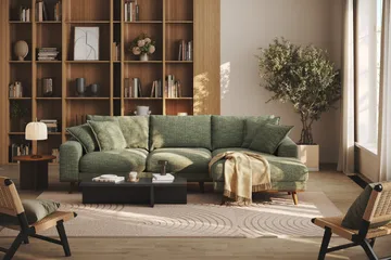 Copenhagen Premium 4-sits Högervänd L-formad Djup Divansoffa i Chenille - Grön - Möbler - Vardagsrum - Soffor - Divansoffa & schäslong