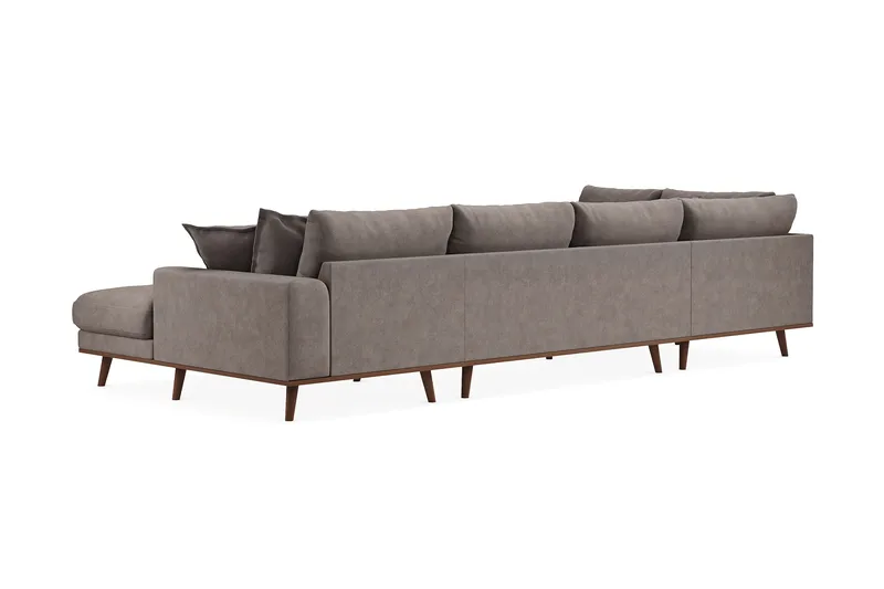 Copenhagen Premium 5-sits Vänstervänd U-formad Djup Soffa med Divan och Schäslong i Tyg - Brun - Möbler - Vardagsrum - Soffor - U-soffor