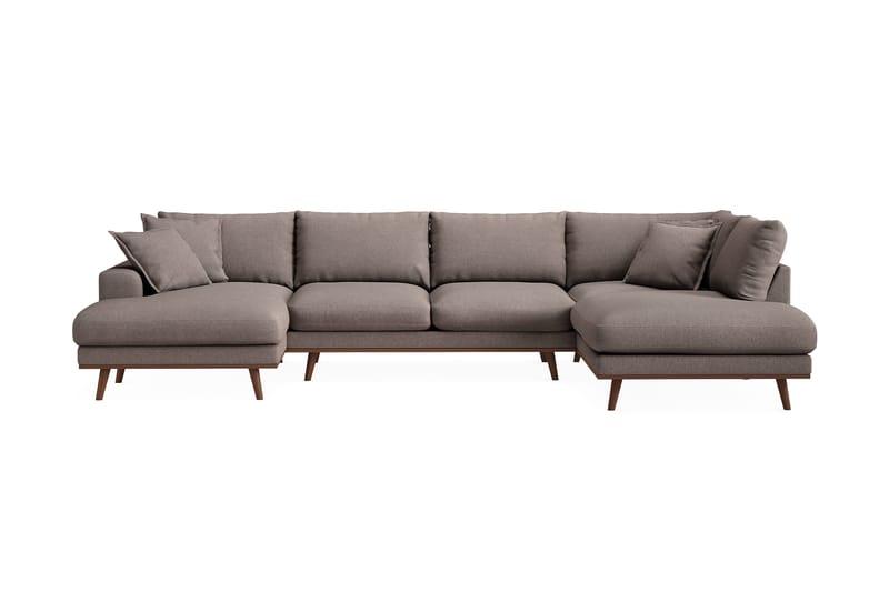 Copenhagen Premium 5-sits Högervänd U-formad Djup Soffa med Divan och Schäslong i Tyg - Brun - Möbler - Vardagsrum - Soffor - U-soffor