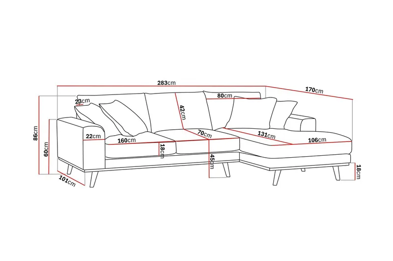 Copenhagen Premium 4-sits Högervänd L-formad Djup Divansoffa i Chenille - Grön - Möbler - Vardagsrum - Soffor - Divansoffa & schäslong