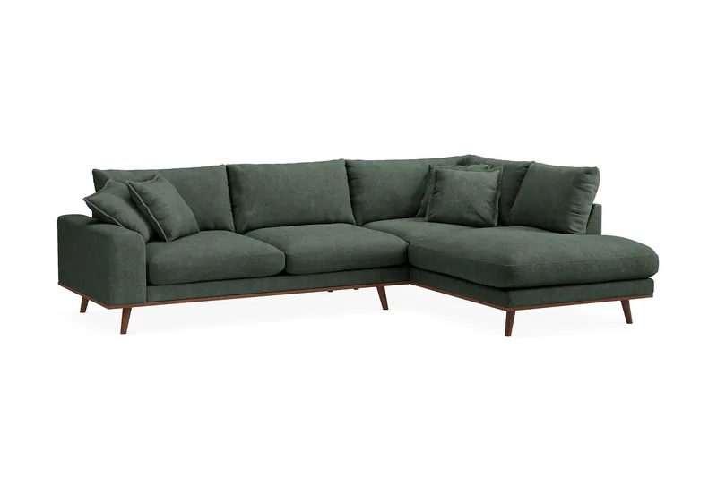 Copenhagen Premium 4-sits Högervänd L-formad Djup Schäslongsoffa i Tyg - Grön - Möbler - Vardagsrum - Soffor - Divansoffa & schäslong