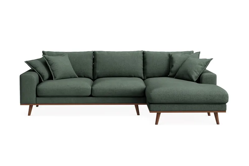 Copenhagen Premium 4-sits Högervänd L-formad Djup Divansoffa i Tyg - Grön - Möbler - Vardagsrum - Soffor - Divansoffa & schäslong