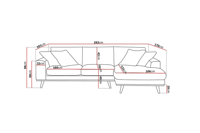 Copenhagen Premium 4-sits Högervänd L-formad Djup Divansoffa i Tyg - Grön - Möbler - Vardagsrum - Soffor - Divansoffa & schäslong