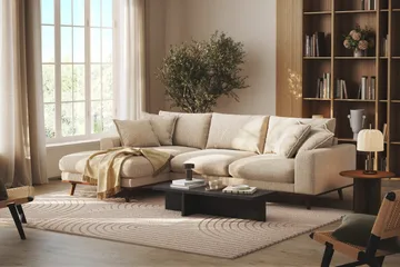 Copenhagen Premium 4-sits Vänstervänd L-formad Djup Divansoffa i Chenille - Beige - Möbler - Vardagsrum - Soffor - Divansoffa & schäslong