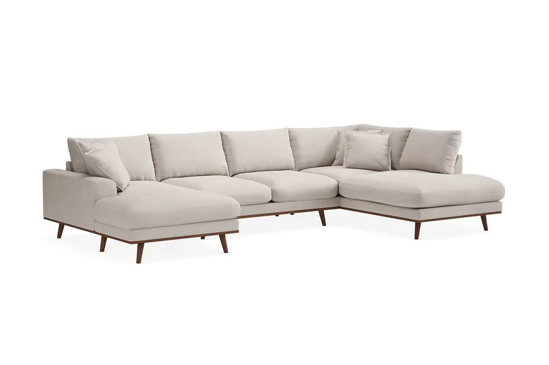 Copenhagen Premium 5-sits Högervänd U-formad Djup Soffa med Divan och Schäslong i Tyg - Beige - Möbler - Vardagsrum - Soffor - U-soffor