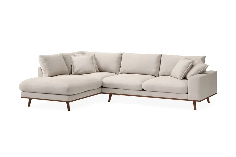 Copenhagen Premium 4-sits Vänstervänd L-formad Djup Schäslongsoffa i Tyg - Beige - Möbler - Vardagsrum - Soffor - Divansoffa & schäslong