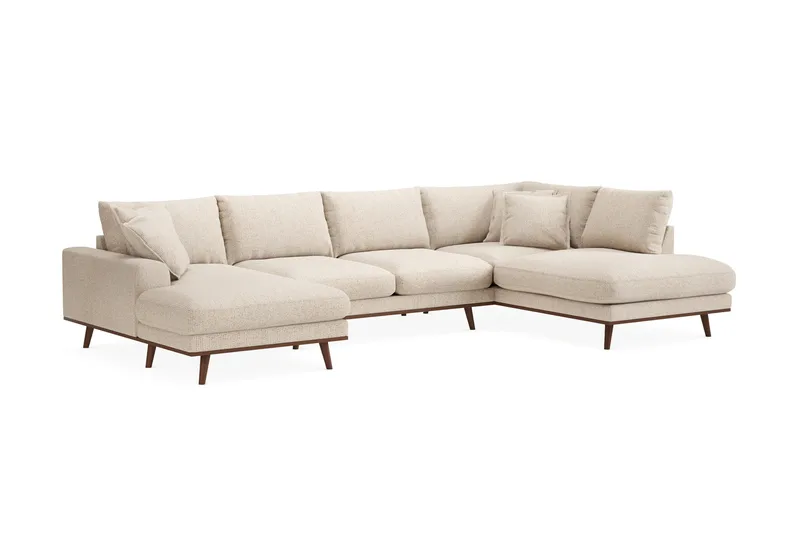 Copenhagen Premium 5-sits Högervänd U-formad Djup Soffa med Divan och Schäslong i Chenille - Beige - Möbler - Vardagsrum - Soffor - U-soffor