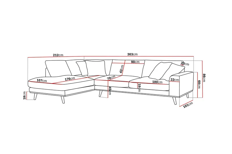 Copenhagen Premium 4-sits Vänstervänd L-formad Djup Schäslongsoffa i Tyg - Grön - Möbler - Vardagsrum - Soffor - Divansoffa & schäslong